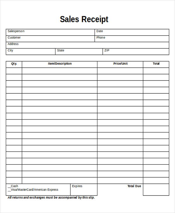 free 7 printable sales receipt samples in ms word pdf