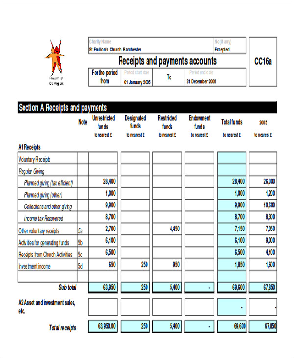 receipt payment statement example