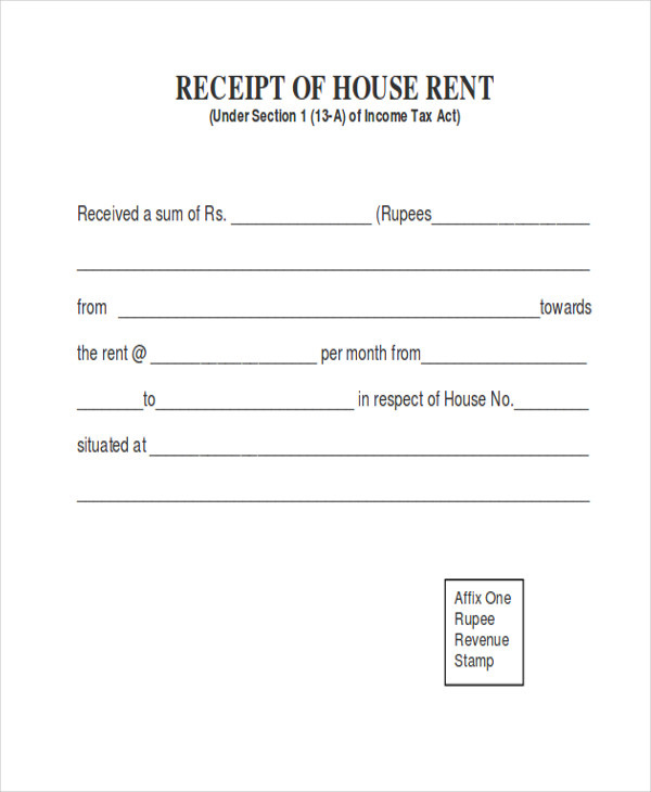 example of receipt of rent payment