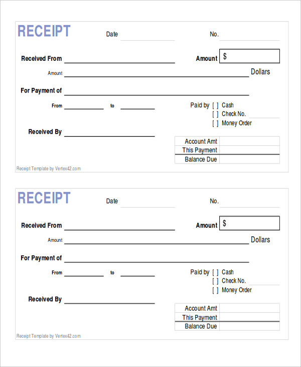example of payment receipt form