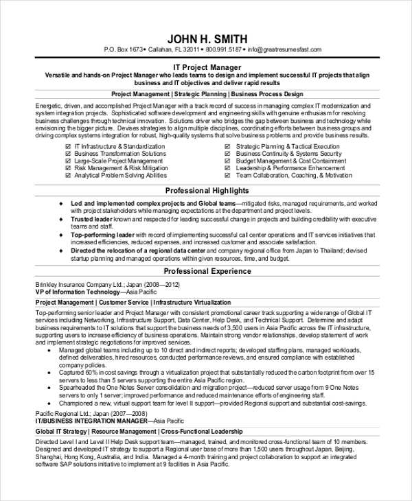it project manager resume1
