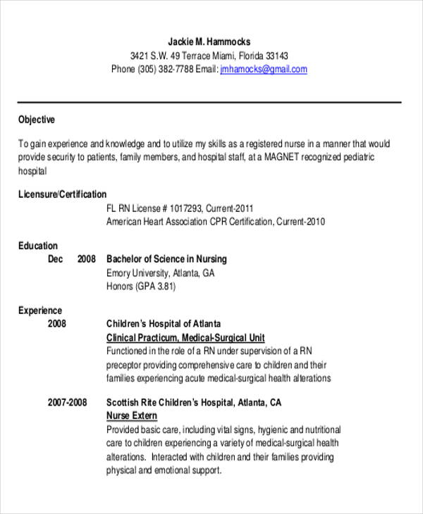 new grad nursing resume template