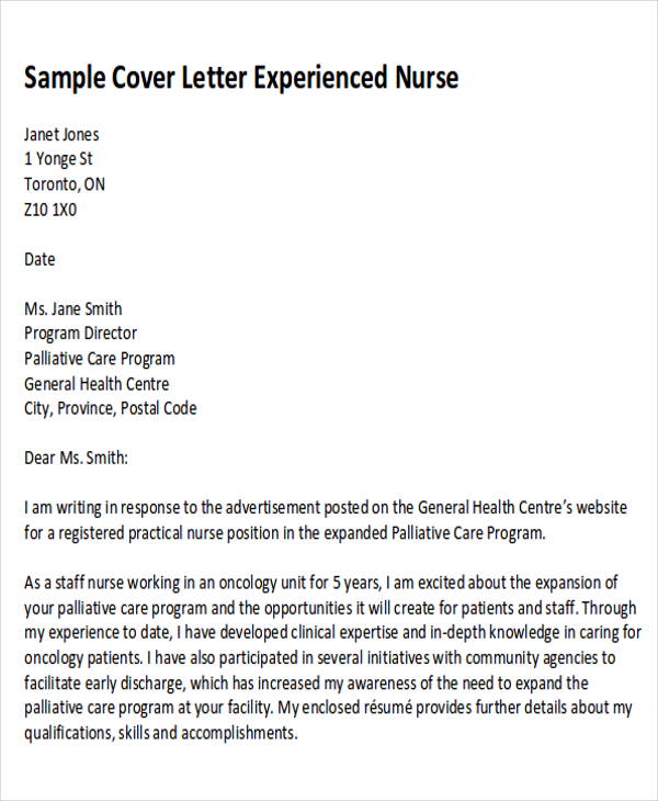examples of cover letter for rn