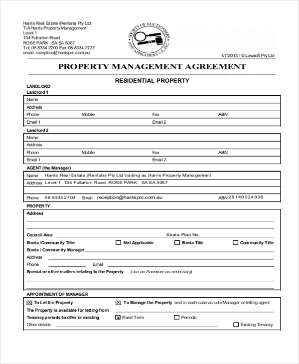 commercial property management service level agreement