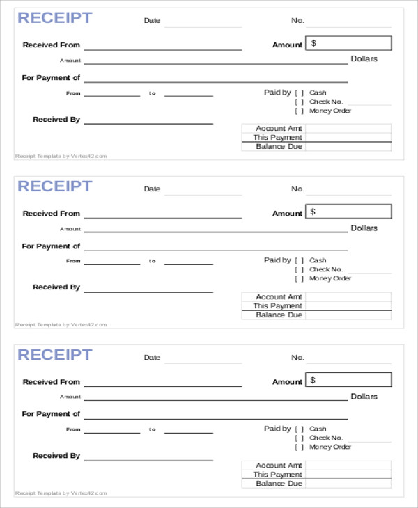 free 7 sample cash payment receipts in pdf ms word