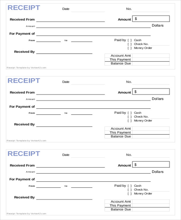 Payment Receipt Sample Format PDF Template