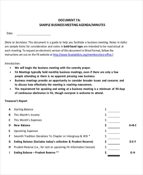 FREE 30 Meeting Agenda Samples In MS Word PDF
