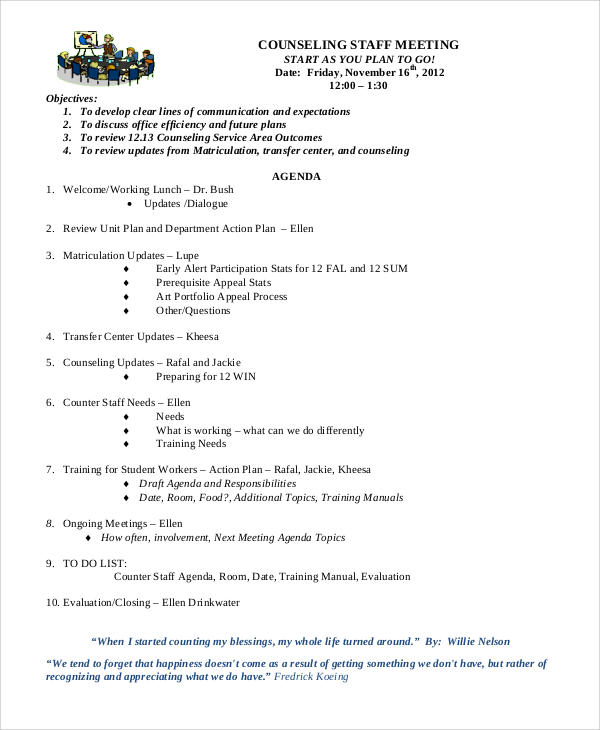 counseling staff meeting agenda1