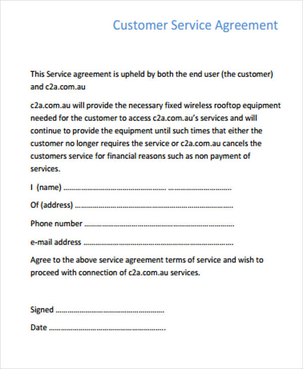 Customer Agreement Template