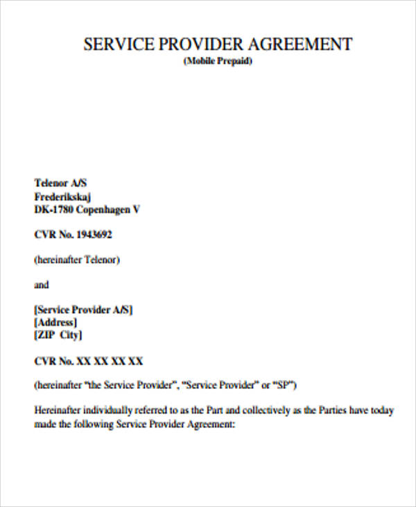 service provider agreement