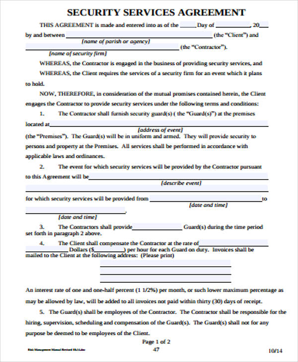 security service agreement