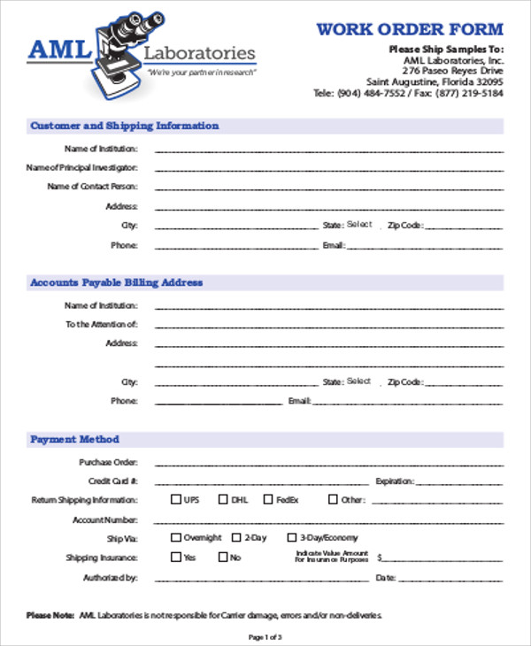 generic work order form pdf