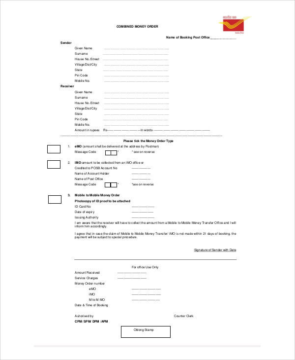 FREE 11+ Sample Money Order Forms in MS Word | PDF