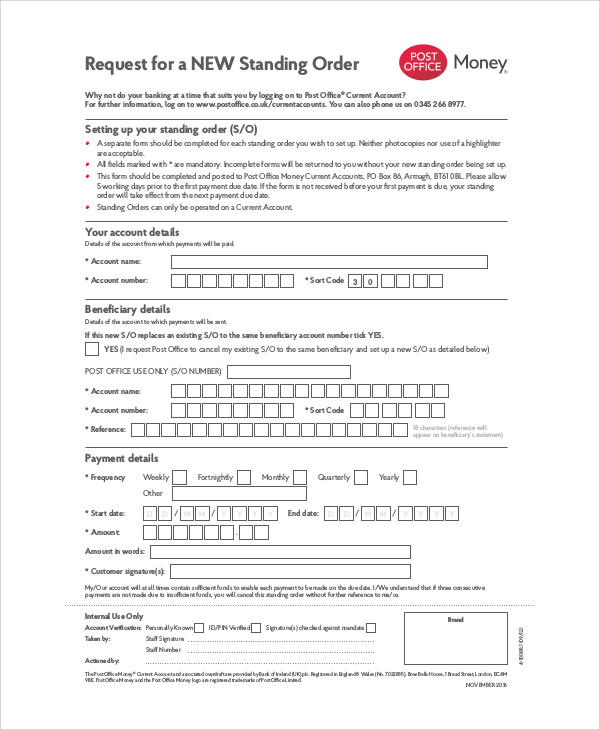 Blank Money Order Receipt