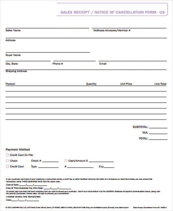 free blank sales receipt form