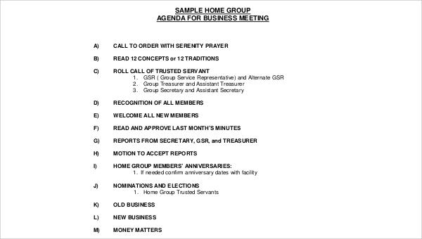 meeting agenda sample