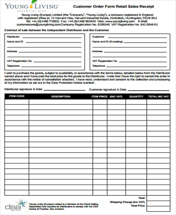 receipt sales blank retail templates samples pdf