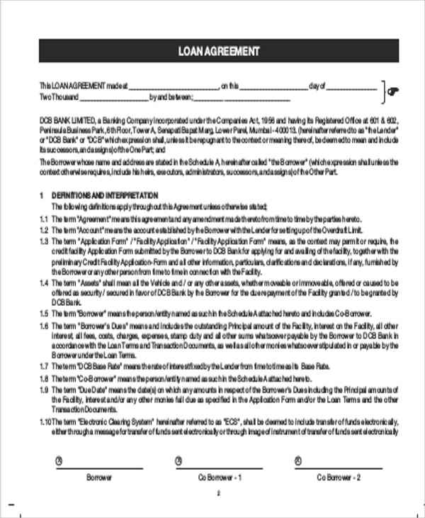 commercial vehicle loan agreement