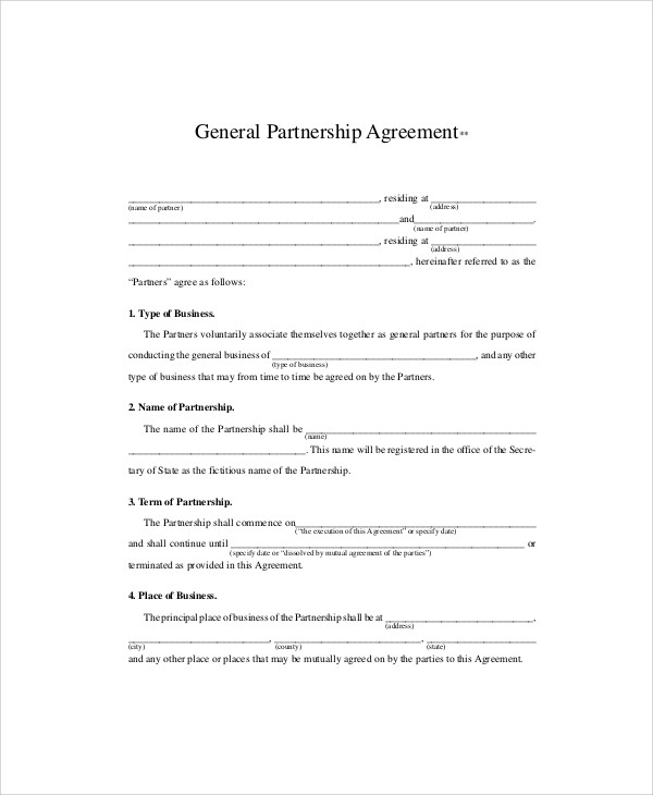 general business partnership agreement 