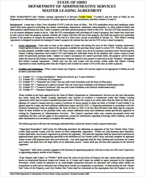 commercial master lease agreement pdf