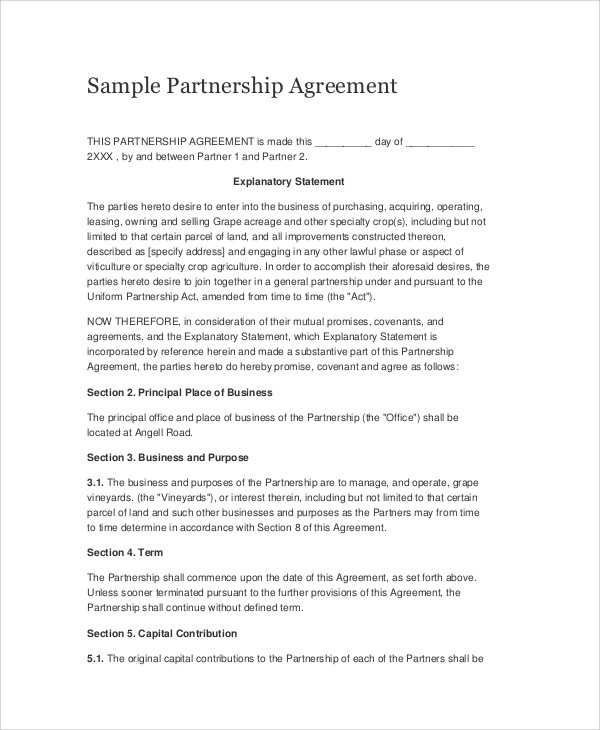 construction business partnership agreement