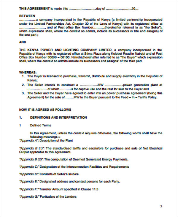 power purchase agreement