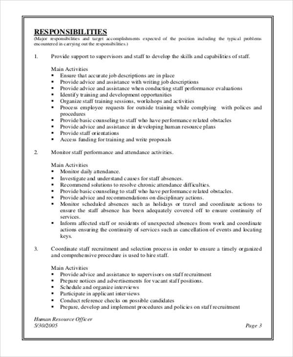 human resource development management job description