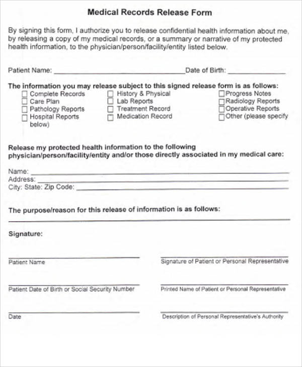 medical record release form in pdf