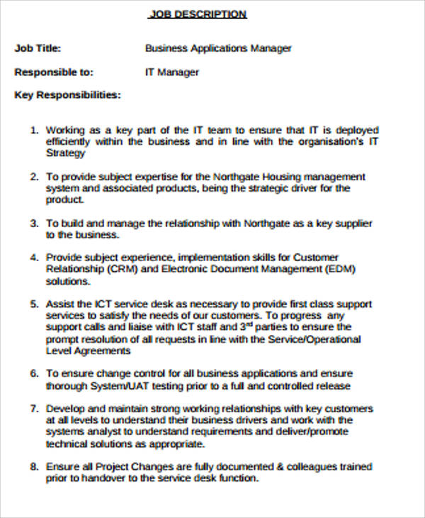 FREE 9+ Sample Business Manager Job Descriptions in MS Word | PDF