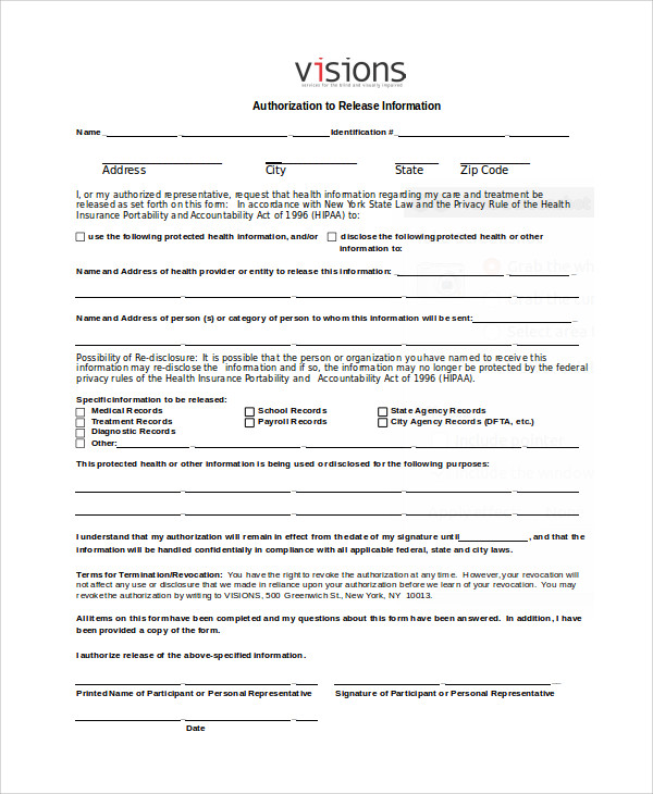 medical authorization release form