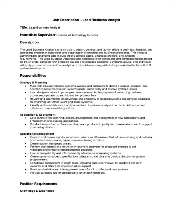 FREE 9+ Management Analyst Job Description Samples in MS Word | PDF