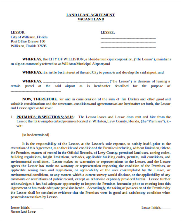 commercial land lease agreement in word