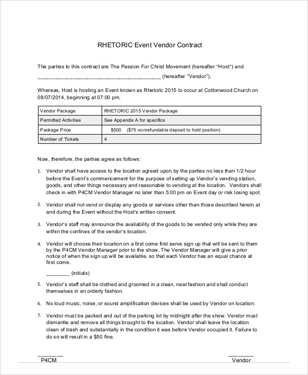 Event Contract Template Free Collection