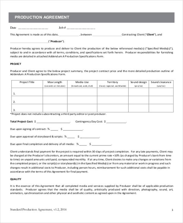 Music Production Agreement Template