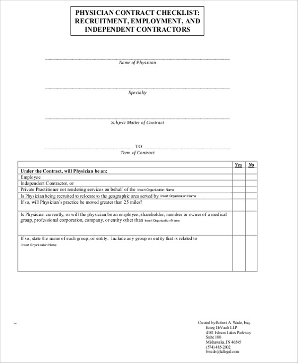 independent physician agreement contract