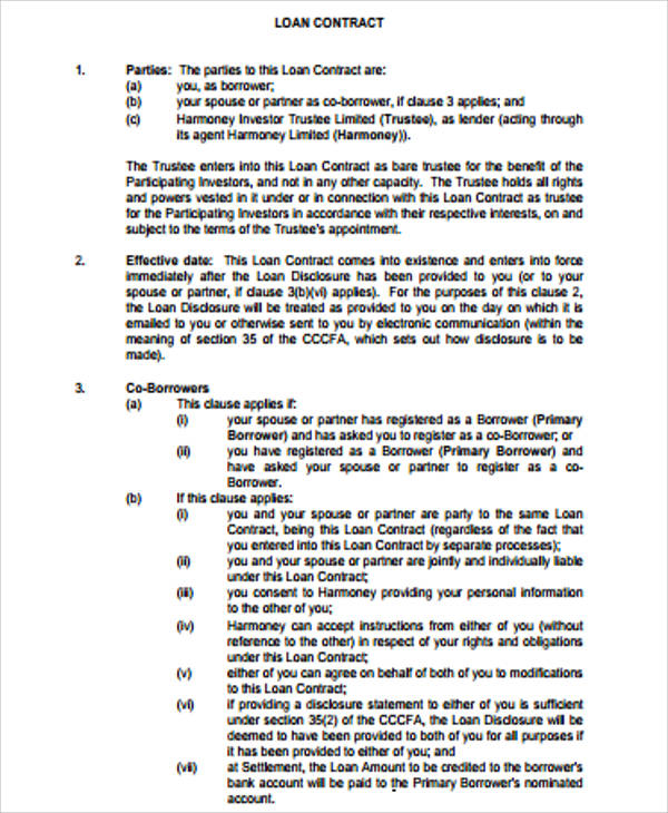 loan agreement contract pdf