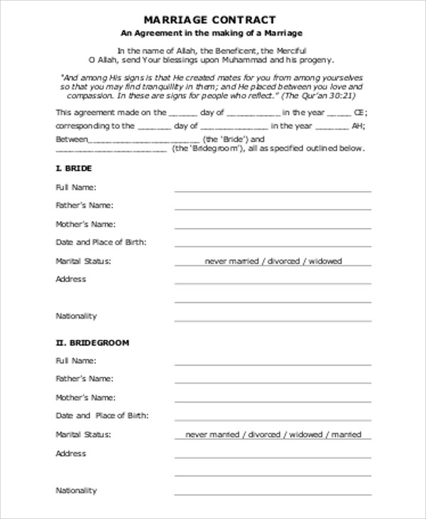 partnership agreement marriage contract