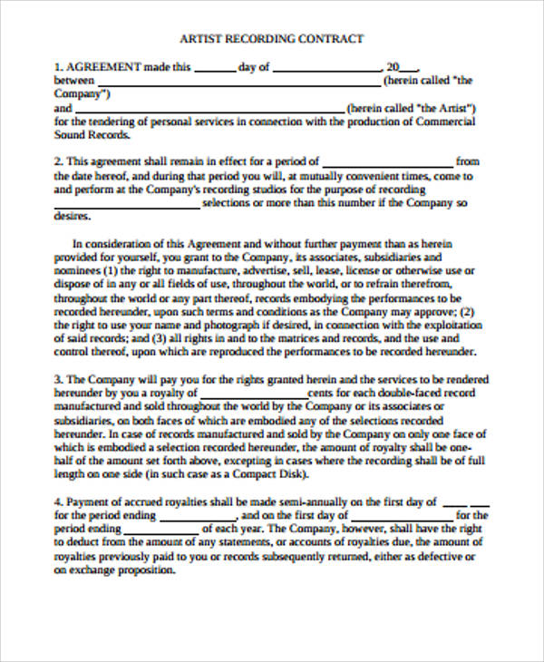 FREE 10 Artist Agreement Contract Samples In MS Word PDF Pages FREE 10 Artist Agreement Contract Samples In MS Word PDF Pages