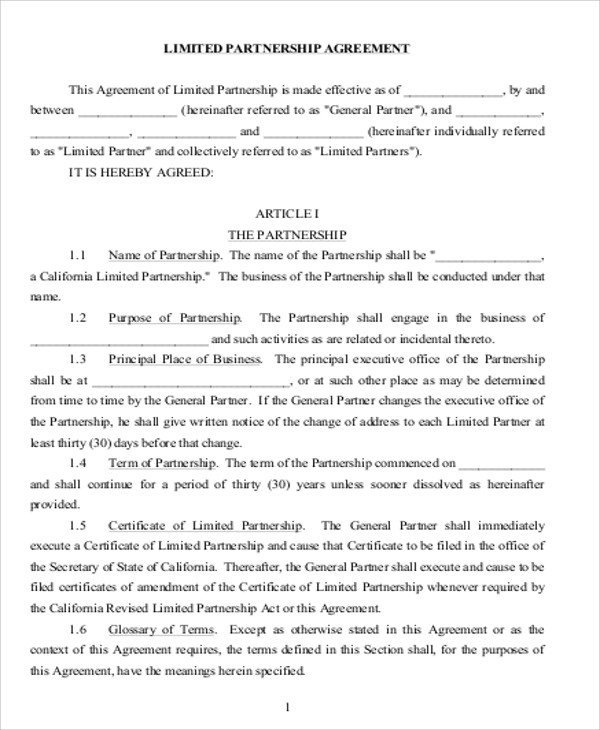 limited partnership agreement contract