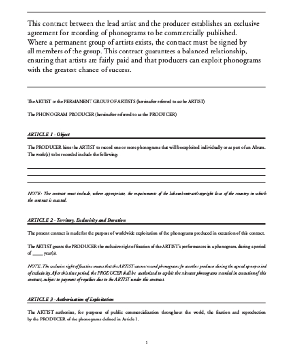 music group agreement contract pdf