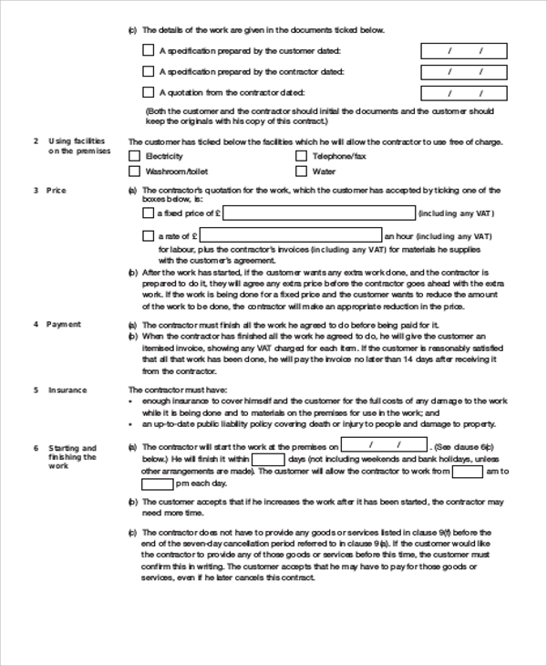 home repair and maintenance contract agreement