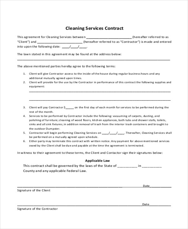 Janitorial Service Agreement Template