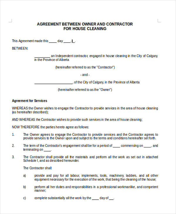 FREE 13+ Sample Cleaning Contract Agreement Templates in ...