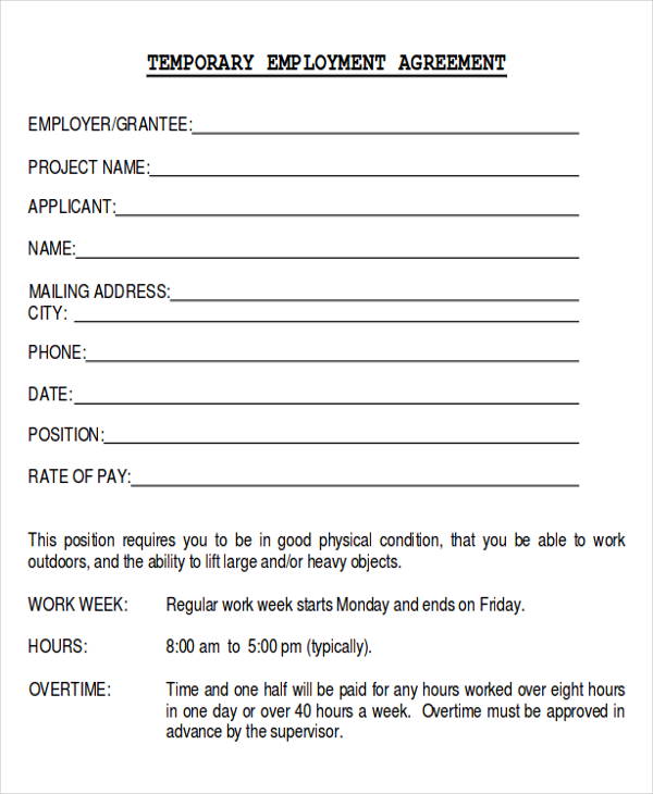 Temporary Job Contract Template