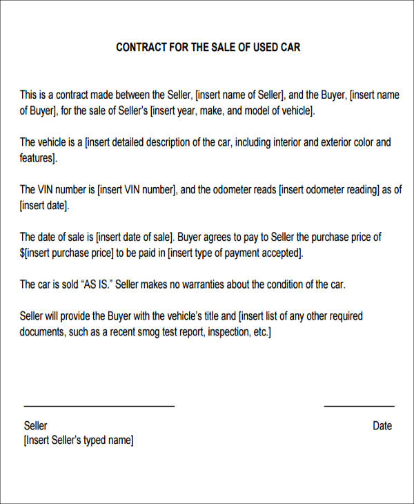 vehicle purchase agreement template 4