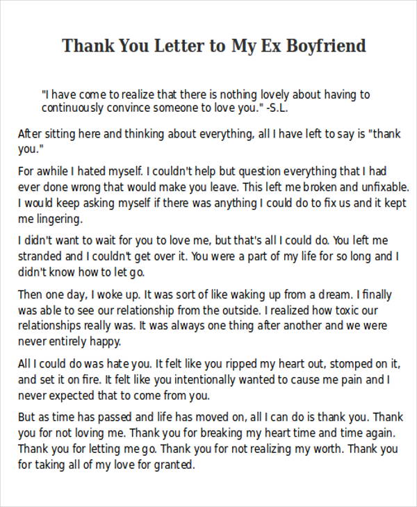 thank you letter to my ex boyfriend