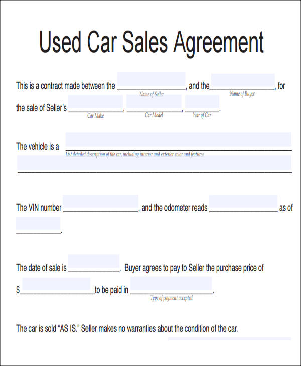 Car Selling Contract Template Free Download