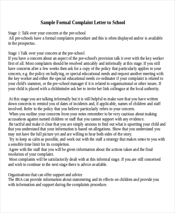 FREE 11 Sample Formal Complaint Letter Templates In PDF MS Word 