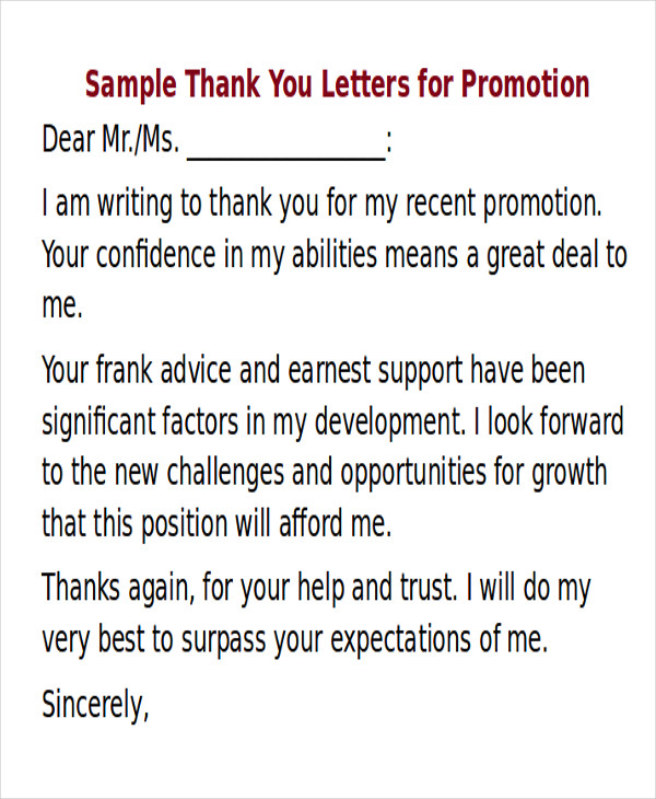 thank you speech for promotion example