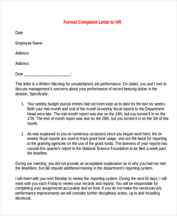 Formal Letter Of Complaint Writing Sample Primary Resources - Bank2home.com